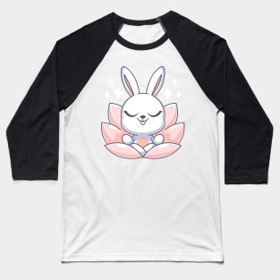 Cute bunny meditating on a lotus flower Baseball T-Shirt